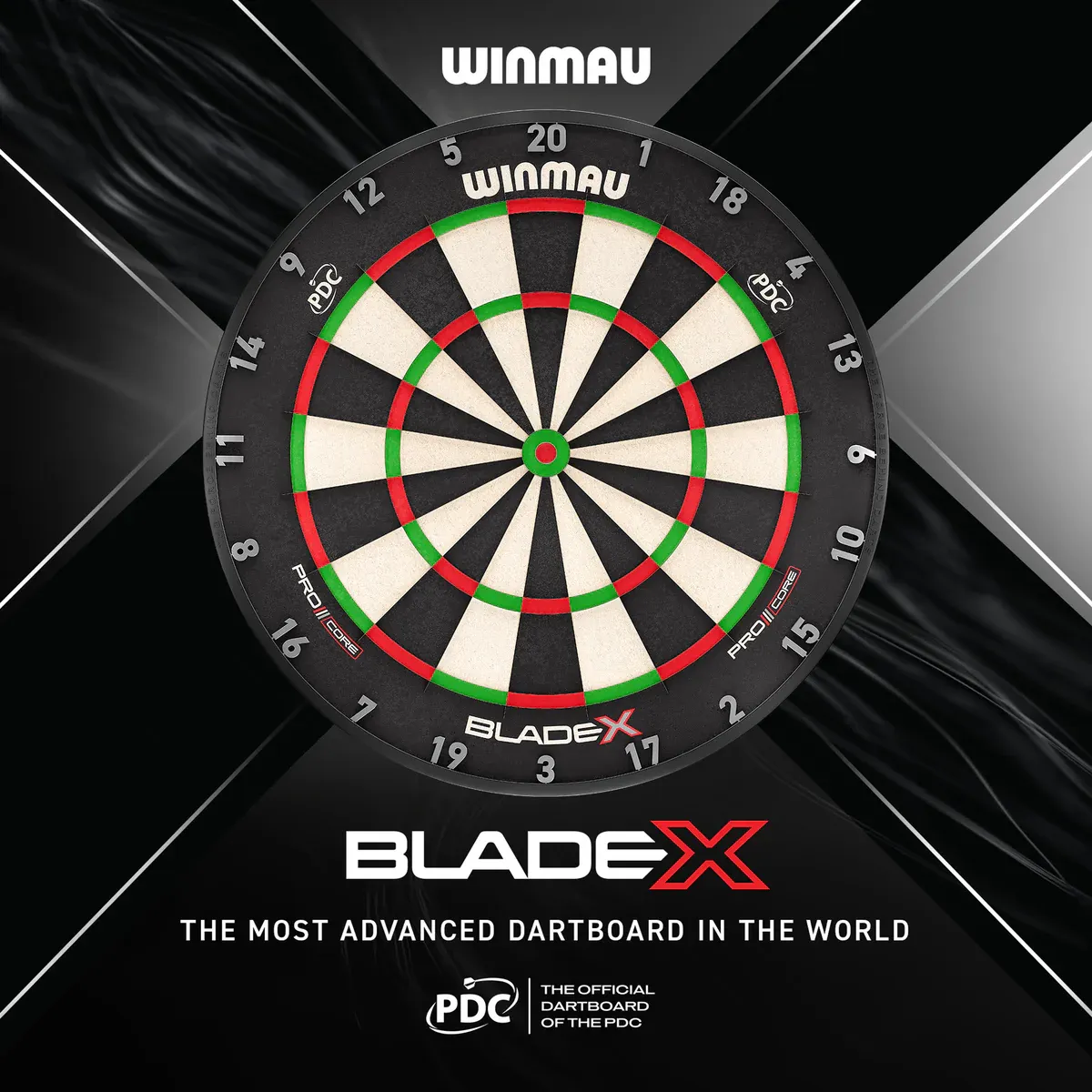 The Winmau Blade X dartboard, the most advanced dartboard in the world